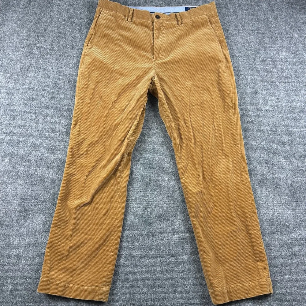 Polo Ralph Lauren Corduroy Pants Mens 36x32 Tan Stretch Classic Fit Trousers